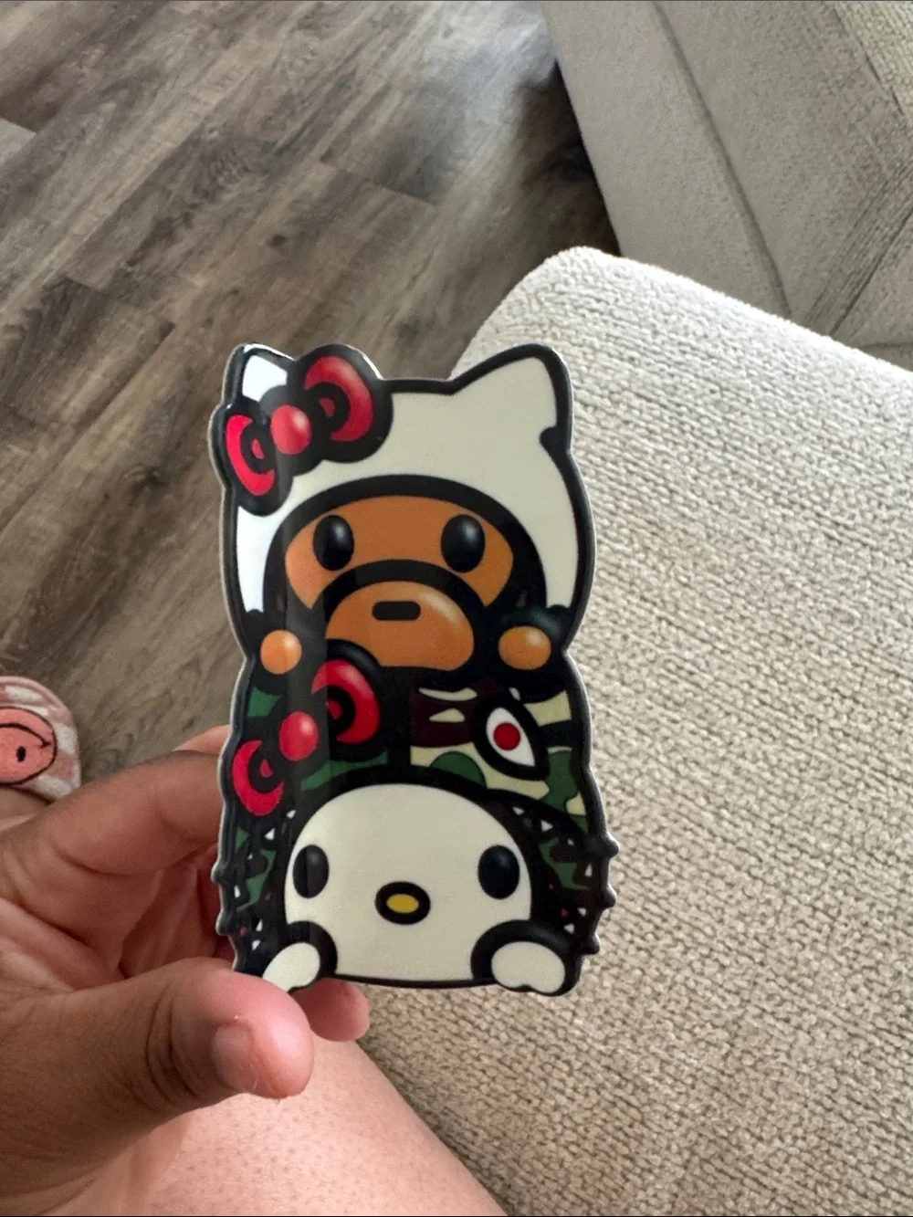 Hello Kitty Style White and Black Phone Grip PopSocket